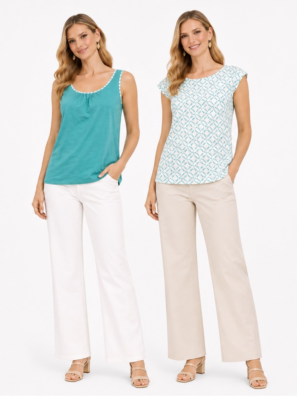 The Limited Teal and White Tank Tops